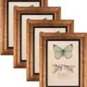 XUANLUO 5x7 Picture Frames Set of 4 Rustic Retro Photo Frame with HD Plastic Cover for Wall Mount and Tabletop Display Family Friends Wedding Gift