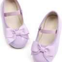 Toddler Flower Girl Dress Shoes - Little Girl Ballet Flats Bow Wedding Party (P13-patent Purple)