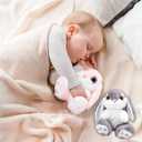 HO-EF 8.5" Bunny Stuffed Animal, 2 Sitting Bunny with Flappy Ears Plush Bunny Cute Stuffed Rabbit Plush Toy, Companion Easter Gift for Boys Girls Babies Kids (Pink+Grey)