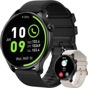 Smart Watch for Men Women Fitness: Waterproof Make/Answer Call Smart Watches for Men Digital Men's Watches Run Smartwatch Android Phones iPhone Samsung Compatible Heart Rate Monitor Step Tracker Black