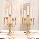 NUPTIO Gold Candelabras Candle Holder Set of 2 Metal Candelabra Centerpieces 5 Branches Candle Stick Stands Candleholder Fireplace Wedding Reception Antique Decorative Dinning Table Christmas