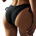 YELAIVP Women's Bikini Bottom Tie Side Swimsuit Bottom Cheeky Butt Ruched Bathing Suit Bottoms Black, Medium