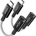 2 Pack Lightning to USB C Adapter,Lightning Female to USB C Male Cable Adapter Type C Charger Connector for iPhone 17 16 15 Pro Max Plus,Samsung S25/S24/S23,Fast Charging & Data Sync,Not for Audio/OTG