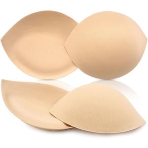 Nimiah Bra Inserts Breast Enhancers - 2 Pairs Push up Swimsuit Pads Add Cups Size Instantly Fits AB, C, D Cup (Beige)