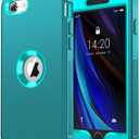for iPhone SE Case 2022/2020,iPhone 8/7 [Shockproof] [Dropproof] [Dust-Proof] [Military Grade Drop Tested] with Non-Slip Removable iPhone SE 2022 Case 4.7 Inch-Light Blue+Green