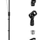 BILIONE Microphone Stand Floor, 30''-75'' Height Adjustable Boom Mic Stand with Weighted Base, 2 Clips & 3/8'' to 5/8'' Adapter Compatible with Blue Yeti HyperX QuadCast Shure SM58