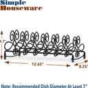 SIMPLE HOUSEWARE Vertical Plate Stand Holder Dish Rack Dinnerware Organizer with Elegant Wire Design, 6-Compartment, Black