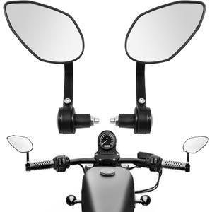Motorcycle Mirrors, Motorcycle Bar End Rearview Mirror, 7/8in 22mm Rear View Mirrors Replacement for Cafe Racer Cruiser Scooters (2Pcs)
