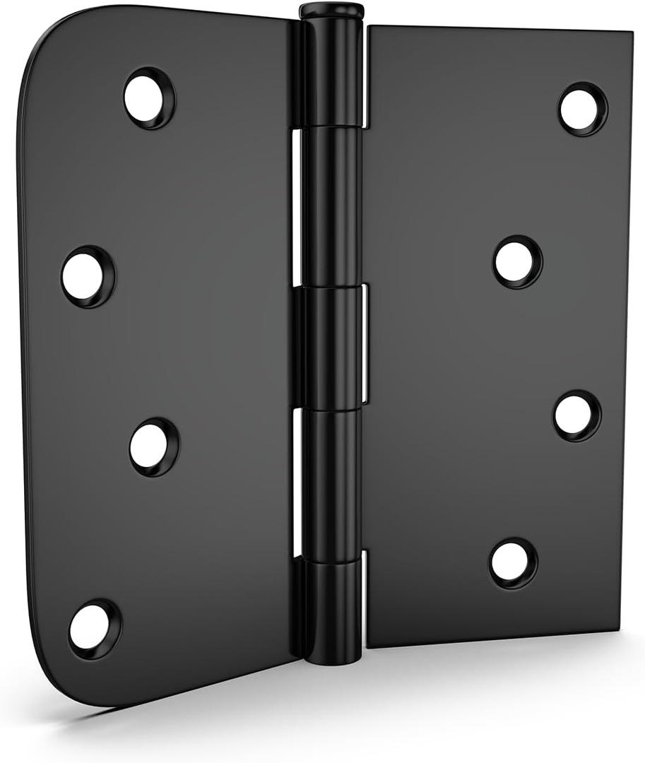 goldenwarm 3 Pack 4in Black Door Hinges Interior Door Hinges Black Matte 4 x 4 Inch with Square & Round Corners, Iron Material, Matte Black