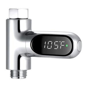 Baby Shower Thermometer, Shower Head Holder Instant-Read Fahrenheit Celsius Thermometers LED Digital Display for Baby Bath, 360Rotating Screen Water Temperature Thermometer for Home Bathroom Kitchen