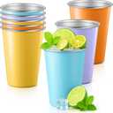 Lallisa 8 Pack Stainless Steel Cups 16 oz Pint Tumbler Colorful Stackable Pint Cups Metal Drinking Glasses for Kids Birthday Adults Coffee Beer Bar Home Travel Outdoor Camping, Unbreakable