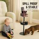 Drink Table for Small Spaces - Slim Pedestal Side Table with Real Wood Top & Stable Base for Coffee & Cocktails - Ideal for Tight Living Room & Bedroom Spaces (Walnut)