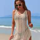 Sulozom Women Swimsuits Cover Ups Crochet Bathing Suit Tassel Bikini Coverup Beach Swimwear (S)