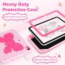 VOFUOE for iPad A16 Case 11th Generation 2025 11 Inch, for iPad 10th Generation Case 2022 10.9 Inch for Kids Girls with Sweet Bow Stand Shoulder Strap Pencil Holder Hard Cover-Pink &Hot Pink Bow