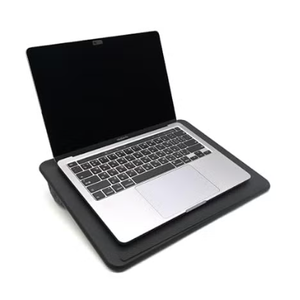 ergomi Lap Desk with Soft Cushion and Wrist Rest – Portable Laptop Desk for Bed, Couch & Home Office, PU Surface Tray with Handle for 15.6 inch Laptop (Medium, Black)