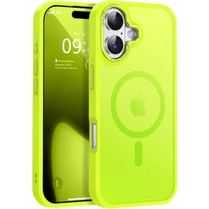 Newfuture Magnetic for iPhone 17 Case [Compatible with Magsafe] [Military Grade Drop Protection] Translucent Matte Anti-Scratch Shockproof Protective Phone Cover 6.3 Inch, Neon Green