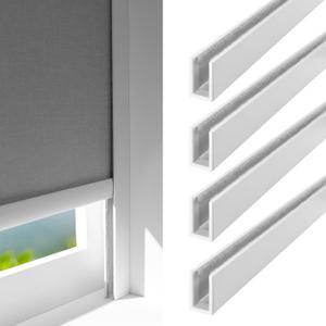 U Channel Aluminium Alloy Light Blocking Strips for Roller Blinds Light Gap Blockers Window Shades Side Rail Tracks Bedroom Sleep Nursery (White,58",4Pcs)