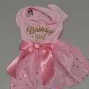 Otunrues Dog Birthday Dress Tulle with Big Bowknot Princess Birthday Outfit Girls Doggie Dresses Clothes for Small Dog Cats Pink M