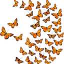 Chuangdi 36 Pcs Feather Monarch Butterfly Decorations 3size Artificial Monarch Butterfly 3D Realistic Flying Wall Decor for DIY Craft Home Wedding Party Fall Day of The Dead Decor (Orange)