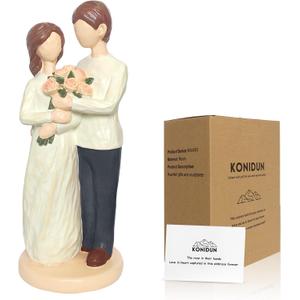 Valentines Day Gifts for Couples  7" Mr & Mrs Figurine, Hand-Painted Resin Romantic Couples Statue for Anniversary Wedding, Engagement & Bridal Shower Gifts for Her, Wedding Cake Tropper (Blue)