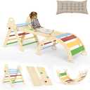 doowroodni Pikler Triangle Set 7in1 Toddler Climbing Toys Indoor Foldable Baby Climbing Toys Wooden Montessori Climbing Set with Arch, Ramp, Ladder for 1-3 Years, Jungle Gym for Kids, Approx. 3 ft x 2.5 ft x 1.5 ft