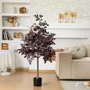 4ft Thanksgiving Plum Cimicifuga Stems Seeded Fall Tree Artificial Ficus Leaf Tree Plant Decor Autumn Halloween Faux Decor for Party Porch Fireplace Front Door Outdoor Indoor Decoration