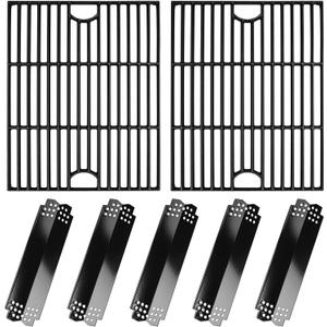 Grill Replacement Parts for Nexgrill 720-0888N - 720-0888s 5 Burner Grill, Heat Plate, Grill Grate for 720-0830H 720-0888, Cast Iron, Porcelain Steel