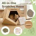 Vagascape DIY Cardboard Cat House with 10 Markers, Creative Cat Scratcher House Play Cave for Indoor Cats and Kittens, Washable Kraft Paper Cat Scratching House for Family Bonding and Pet Relaxation