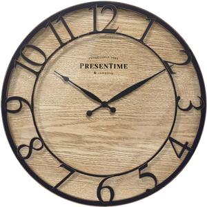 Presentime & Co 21" Farmhouse Series Wall Clock, Cottage Style, Vintage Design, Oil Rubbed Antique Bronze Finish. Wall Dcor for Living Room, Dining Room, and Entryway.
