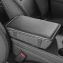HighnessHwoo Car Armrest Covers, Vehicle Center Console Cover, Middle Storage Pad, Dog & Cat Paws Protetor, Carbon Fiber PU Leather, Waterproof, Anti-slip, Auto Interior Accessories, Black, Large Size