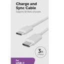 CellCandy USB-C/C Fast Charge & Sync Cable, Supports Power Delivery (3 ft)