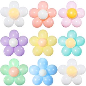 27 Set Daisy Flower Balloons DIY Kit Latex Balloon Daisy Party Decorations 10 Inch Groovy Retro Hippie Balloons for Birthday Baby Shower Wedding Engagement Garland Theme Decor(Cute Color)