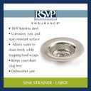 RSVP International Endurance Stainless Steel Large Sink Strainer, 4.5" | Traps Food Scraps | Polished Finish with Precision Pierced Holes | Dishwasher Safe