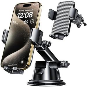 Qifutan Dash Mounted Holders Phone Holders for Your Car Phone Mount for Car Windshield Dashboard Air Vent Universal Desk Mounts Hands Free Automobile Cell Phone Holder Fit for iPhone Smartphone