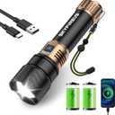 SKYFIRE Rechargeable Flashlight High Lumens,10000mAh Super Bright Flashlight,Zoomable,Four Modes,Waterproof LED Flash Light for Camping Essentials,Outdoor and Home Emergencies
