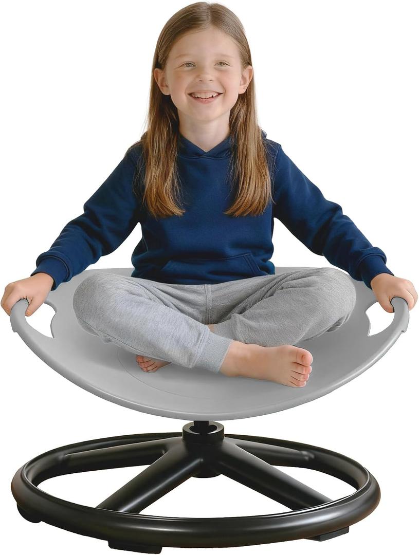 Spinning Chair for Autistic Kids, Sensory Spinning Chair for Kids & Toddlers, 220LBS Capacity, Safe Non-Slip Spin Chair with Handle, Sensory Chair for 3-8Ages Autism & Special(Grey Oval) | Secure Handle Design, Non Slip Spinning Chair with 220 LBS Capacity for Kids Ages 3-8, Built for Sensory Play