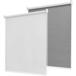 100% Blackout Roller Shades for Indoor Windows with Thermal Insulated Fabric UV Protection Privacy Window Shades for Living Room, Home and Office White 23" W x 72" H