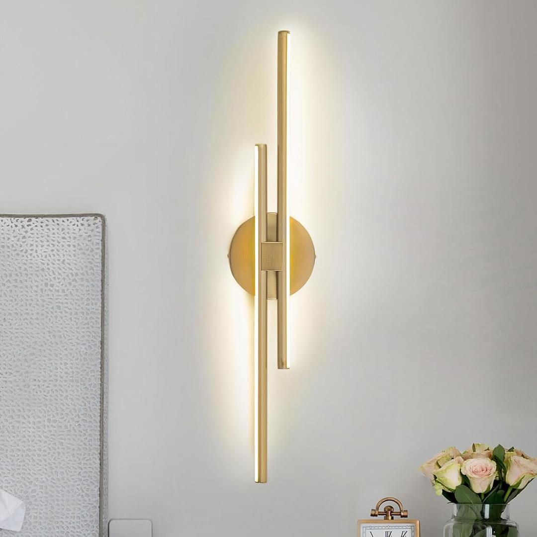 EDISLIVE Dimmable Modern LED Vanity Light Fixtures Bathroom Vanity Wall Lighting, 23.6 in Mirror Vanity Lighting Fixtures for Bathroom Bedroom Makeup Living Room,3000K Warm Light(Gold), 23.6"-Linear