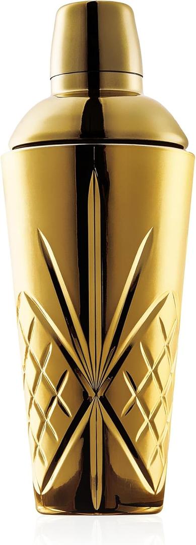 Gold Crystal Cocktail Shaker - 18.5oz-Jumbo &Heavy for Professional, Elevated Mixology.,Espresso Coffee, No Cold Hands. Holiday, Homebar, Parties，Season, Decoration,Durable&No Damage&Leaking