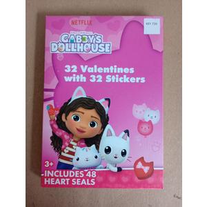 Valentine's Day Gabby's Dollhouse Valentines - 32 Valentines + Stickers & Seals 2 Pack