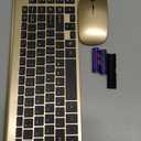 Wireless Keyboard and Mouse Ultra Slim Combo, TopMate 2.4G Silent Compact USB 2400DPI Mouse and Scissor Switch Keyboard Set with Cover, Batteries Included, for PC/Laptop/Windows/Mac - Gold Black