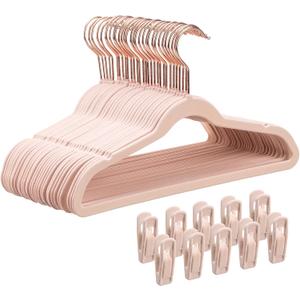 Tonswachic 14 Inch Velvet Kids Hangers - 30 Pack, Durable & Non-Slip Closet Organizers for Big Kids & School-Age Children, Ultra Slim Space-Saving Design (13.8" W x 7.8" H), Pink
