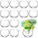 12 Pcs Glass Bubble Bowl Vase Bulk, Clear Round Glass Centerpiece Bowls for Valentine's Wedding Table Decor, Fish Flower Bud Vase Terrarium for Event Party DIY (3.5" h X 3.94" w)
