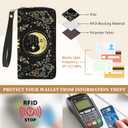 Gothic Womens Wallet, Goth Witchy RFID Blocking Wristlet Wallets for Women, Moon Ladies Purse with Zip Credit Card Holder and 10 Card Slots & ID Window, Large Capacity Tarots Women's Clutch Organizer