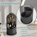 GAXmi Makeup Brush Holder with Lid Cosmetic Tools Organizer 360 Rotating Waterproof Dustproof Beauty Brushes Storage for Vanity, Black-Grey