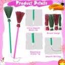 Funrous 20 Pcs Witch Favors Broom Pink and Green Pens Bulk Princess Ballpoint Pencils for Christmas Holiday Birthday Shower Music Themed Supplies Decorations Gifts