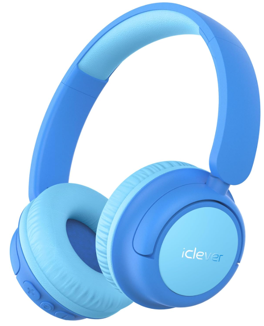 iClever BTH22 Kids Bluetooth Headphones, 60H Play Time, USB C Fast Charging, Bluetooth 5.4, AUX Cord,Safe Volume 74/85 dBA,Toddler Headphones for iPad/Tablet/Travel/School, Blue