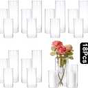 PHOSPHOR Hurricand Candle Holder 18 PCS, Glass Pillar Candle Holder, Clear Glass Cylinder Candleholder Glass Cylinder Vase for Centerpieces Wedding Party Decoration