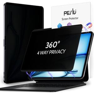 Peslv 4-Way Magnetic Privacy Screen for iPad Air 11 Inch (2024-2026, M2 M3 M4), Removable 360 Spy Private Filter, Anti Blue Light Glare Bubble-Free Easy Install Black Security Protector