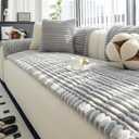 Sofa Couch Cover, Sofa Covers for Dogs Washable, Non-Slip Striped Sofa Slipcovers for Sectional Sofa, Sofa Cover Furniture Protector for L Shaped(Light Grey 27.6"x 82.7")